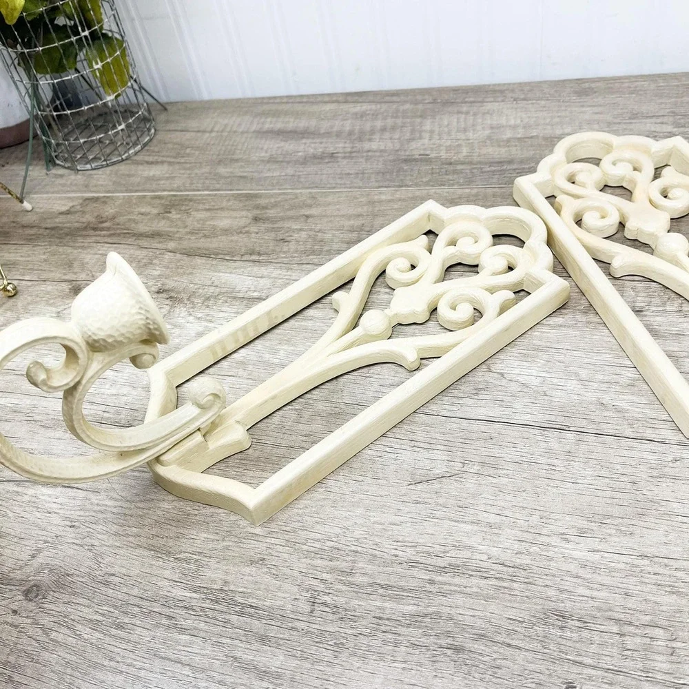 Vintage Beige Sconce Candleholder Set: Burwood Plastic Wall Decor
